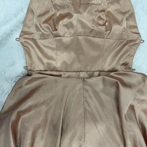 Elegant Tan Satin Dress